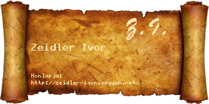 Zeidler Ivor névjegykártya